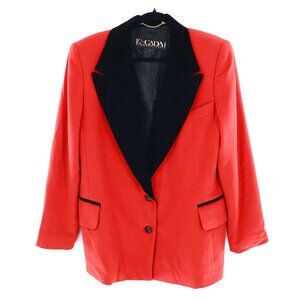 Escada By Margaretha Ley Wool Silk Blazer Women's 42 Red Holiday Collector Event